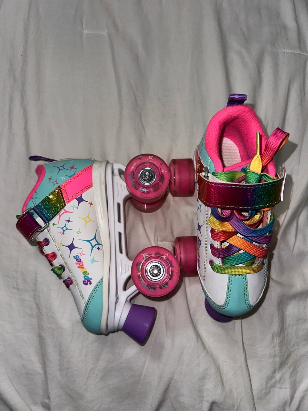 Kids Rainbow Light-Up Roller Shoes - Pink Multicolor